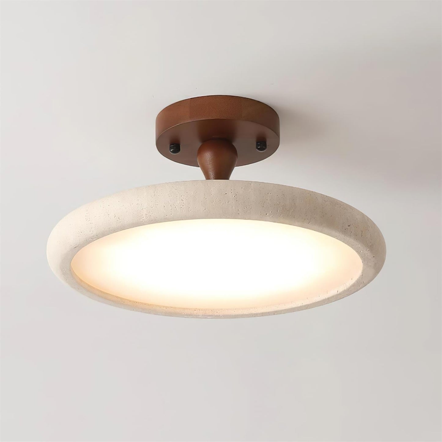 Elegant Travertine Ceiling Light Fixture with Integrated LED | Modern Design for Cozy Illumination 7