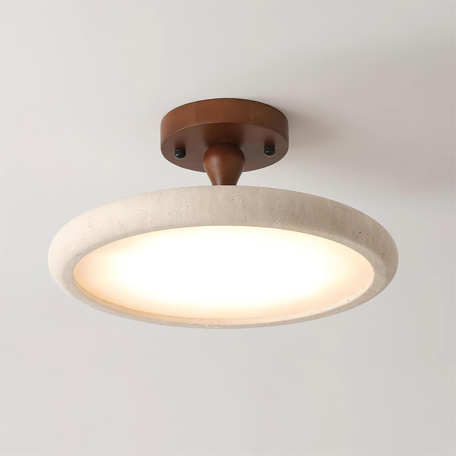 Elegant Travertine Ceiling Light Fixture with Integrated LED | Modern Design for Cozy Illumination 8