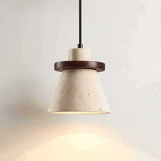 Elegant Travertine Pendant Lighting with Adjustable Height | Stylish Fixture for Modern Kitchens 0