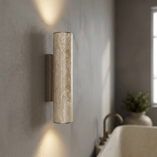 Elegant Travertine | Wall Sconce Light with Up & Down Lighting | Unique Stone Design for Architectural Ambiance 0