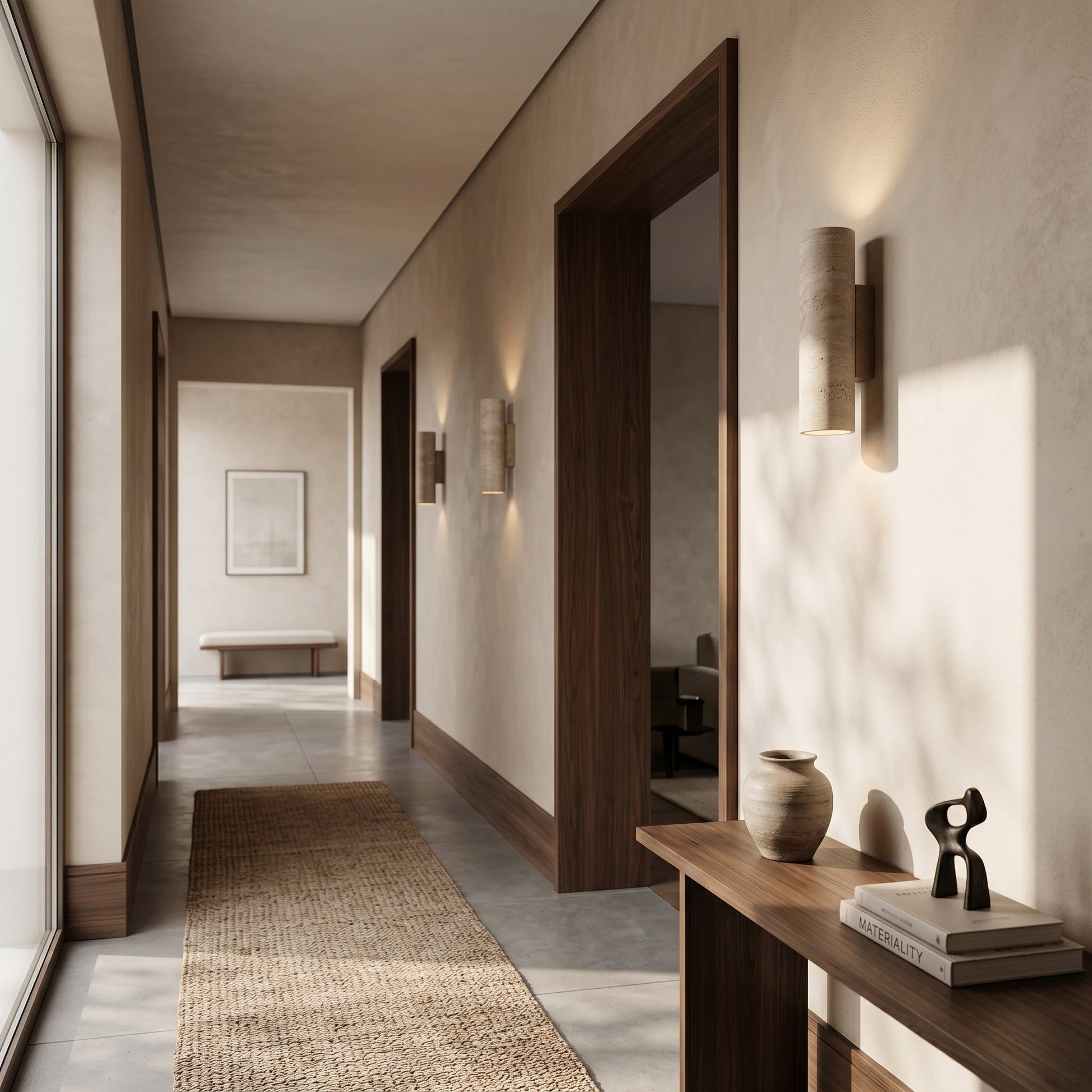 Elegant Travertine | Wall Sconce Light with Up & Down Lighting | Unique Stone Design for Architectural Ambiance 1