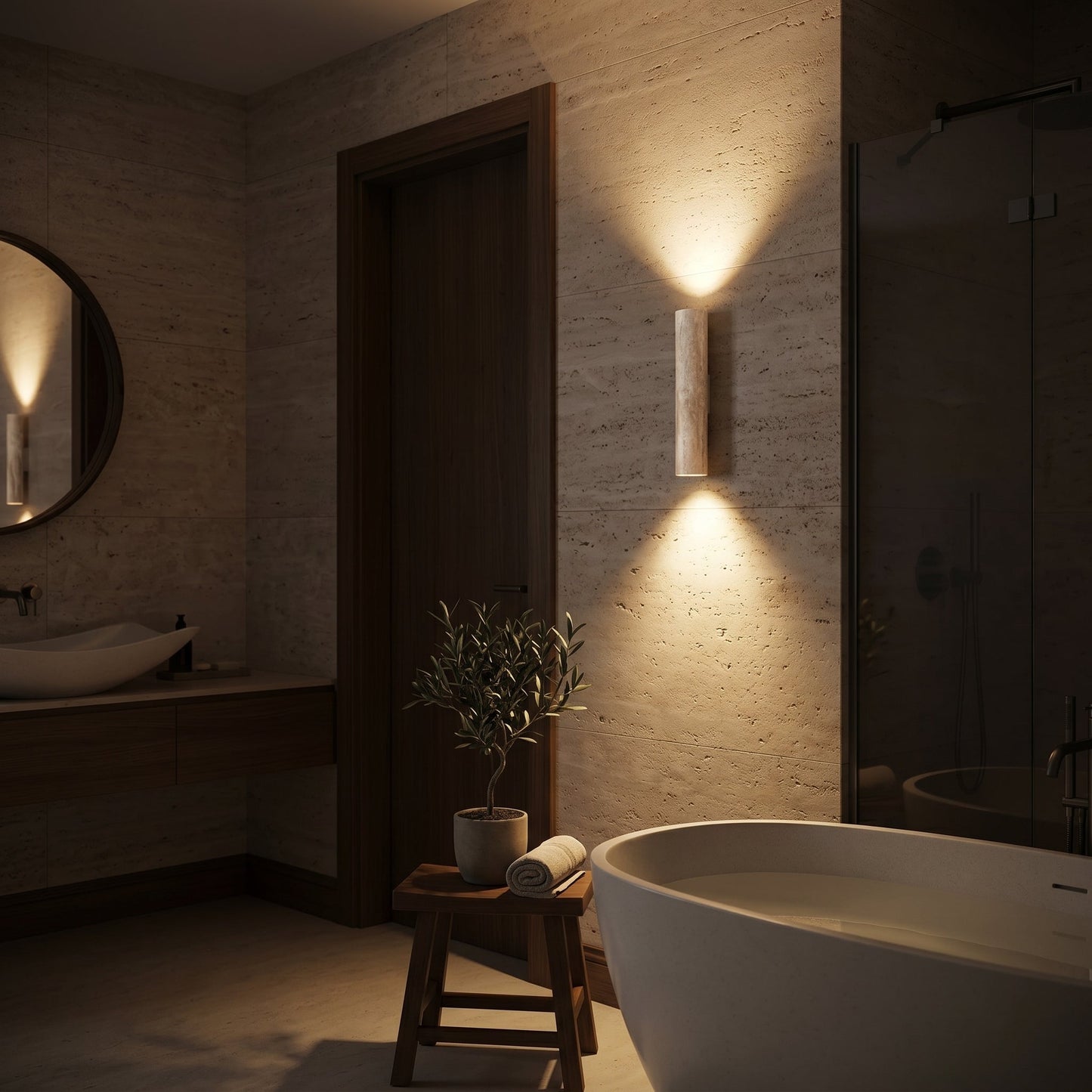 Elegant Travertine | Wall Sconce Light with Up & Down Lighting | Unique Stone Design for Architectural Ambiance 2
