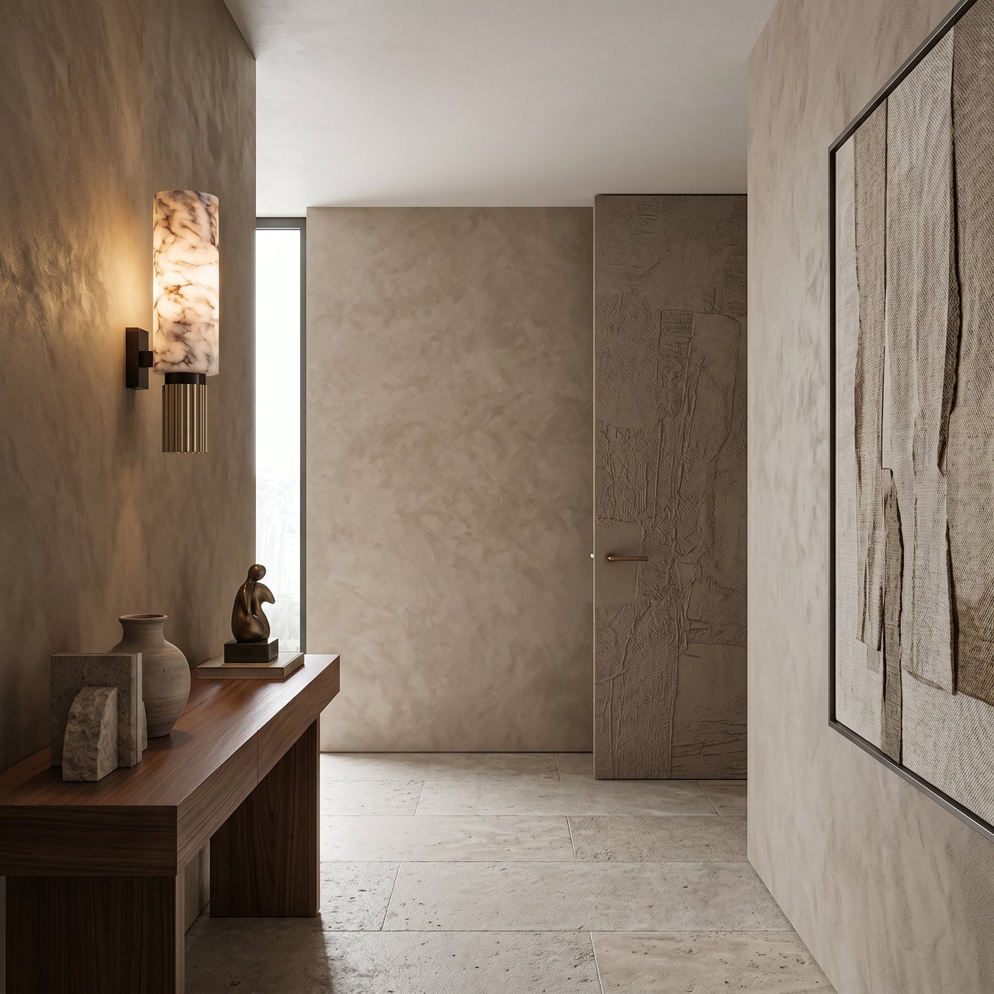 Elegant Wall Light | Vertical Sconce Light with Marble & Copper Design | Soft Ambient Glow for Cozy Spaces 3