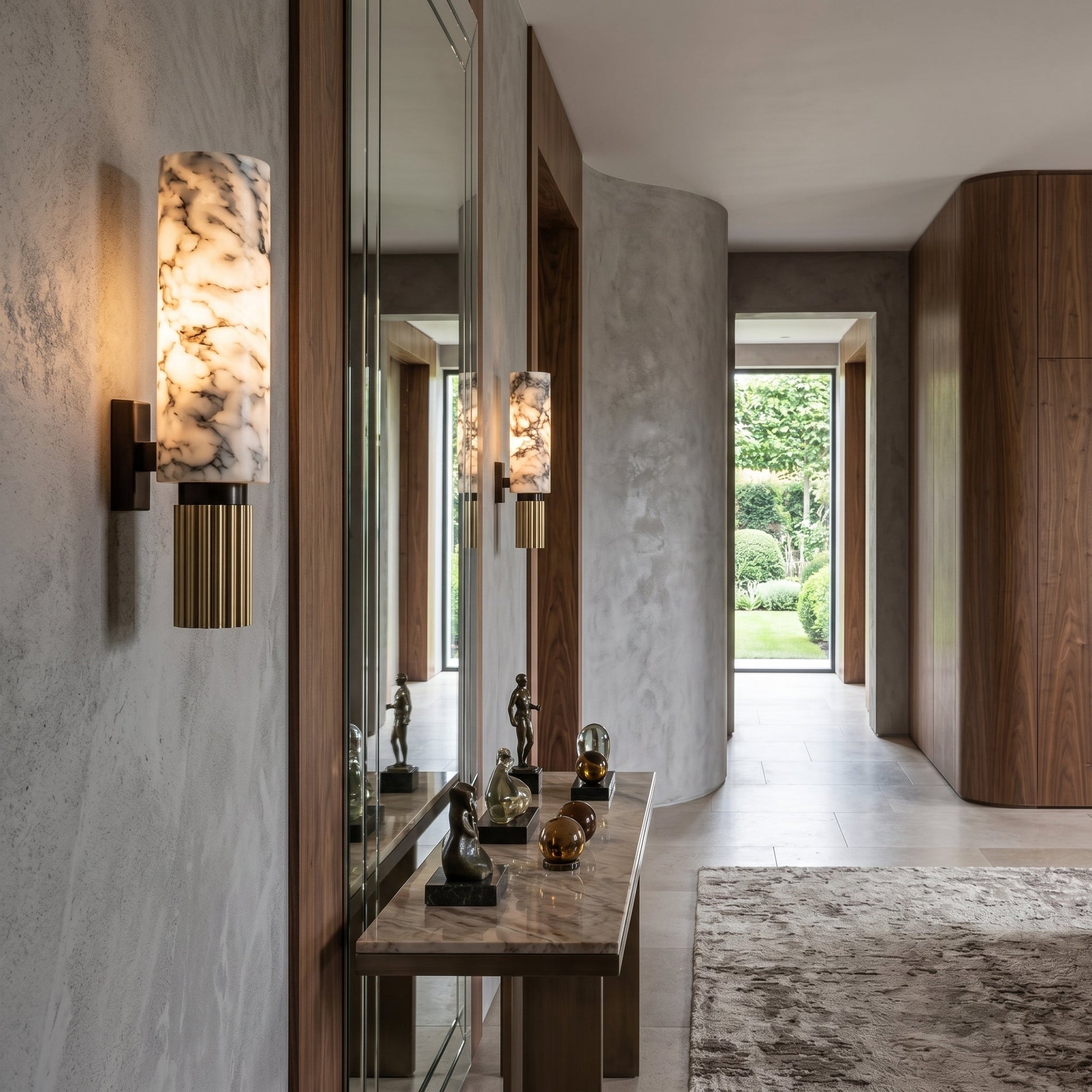 Elegant Wall Light | Vertical Sconce Light with Marble & Copper Design | Soft Ambient Glow for Cozy Spaces 4