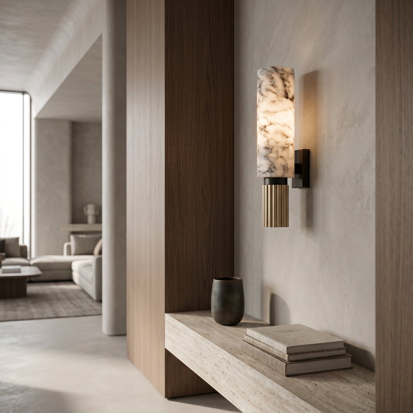 Elegant Wall Light | Vertical Sconce Light with Marble & Copper Design | Soft Ambient Glow for Cozy Spaces 5