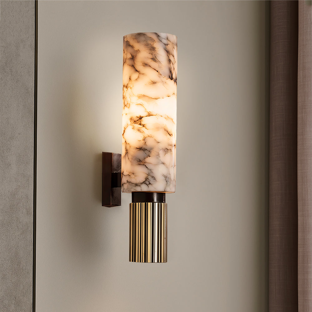 Elegant Wall Light | Vertical Sconce Light with Marble & Copper Design | Soft Ambient Glow for Cozy Spaces 6