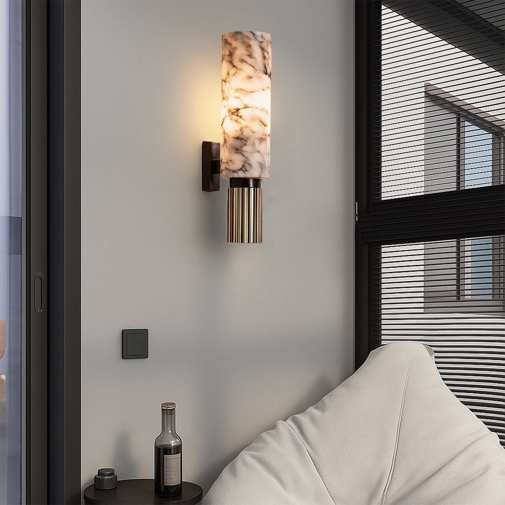 Elegant Wall Light | Vertical Sconce Light with Marble & Copper Design | Soft Ambient Glow for Cozy Spaces 7