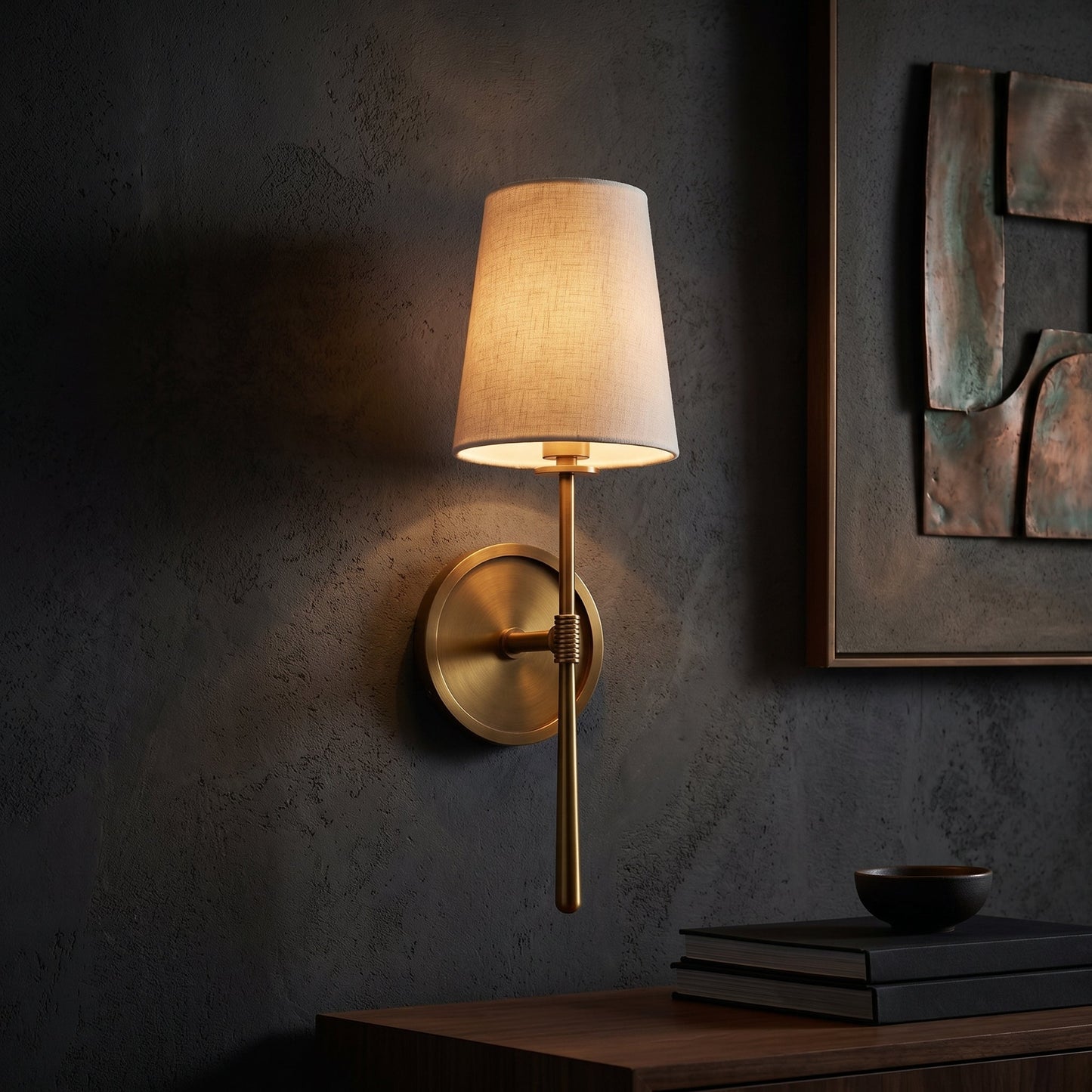 Elegant Wall Sconce Lighting with Dual-Arm Design & Tapered Linen Shades for Timeless Interiors 3
