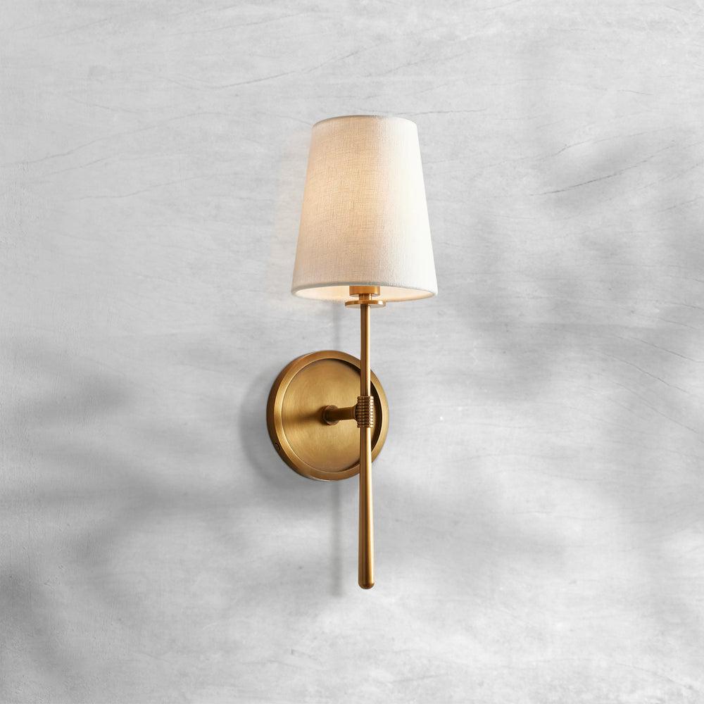 Elegant Wall Sconce Lighting with Dual-Arm Design & Tapered Linen Shades for Timeless Interiors 5