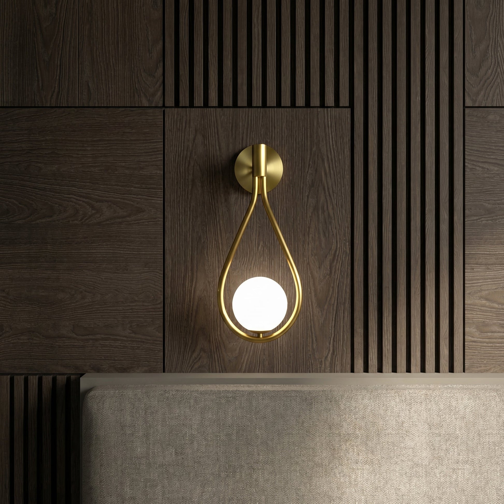 Elegant Wall Sconce | Teardrop Glass Shade with Gold Frame | Cozy Wall Lighting for Inviting Atmosphere 1
