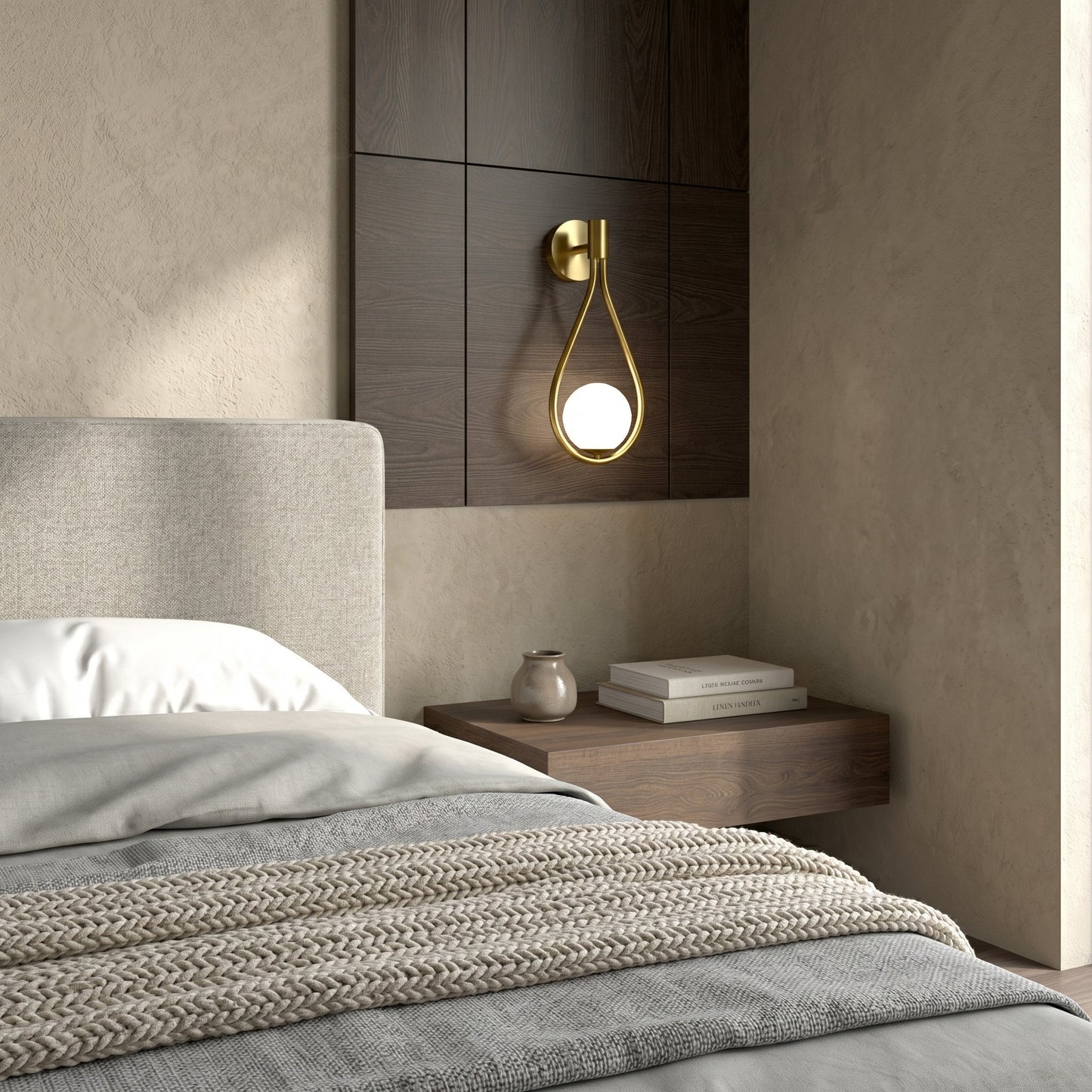 Elegant Wall Sconce | Teardrop Glass Shade with Gold Frame | Cozy Wall Lighting for Inviting Atmosphere 2