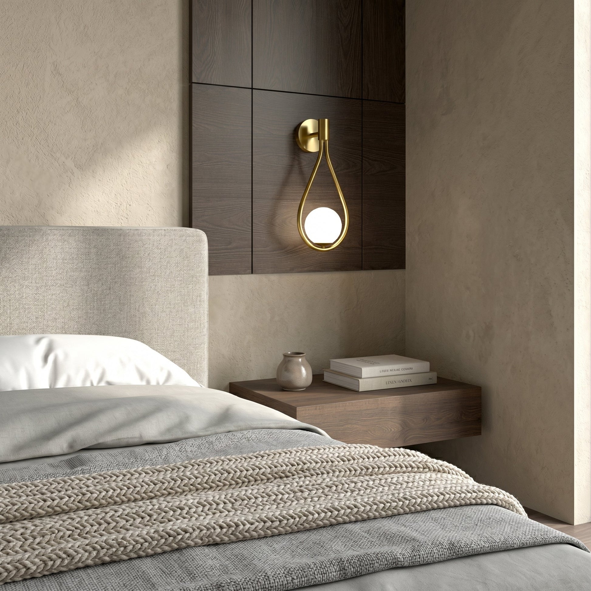 Elegant Wall Sconce | Teardrop Glass Shade with Gold Frame | Cozy Wall Lighting for Inviting Atmosphere 2