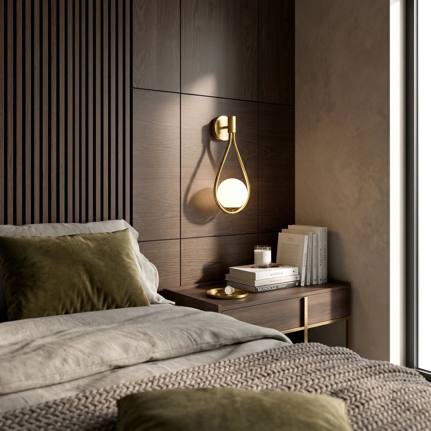 Elegant Wall Sconce | Teardrop Glass Shade with Gold Frame | Cozy Wall Lighting for Inviting Atmosphere 4
