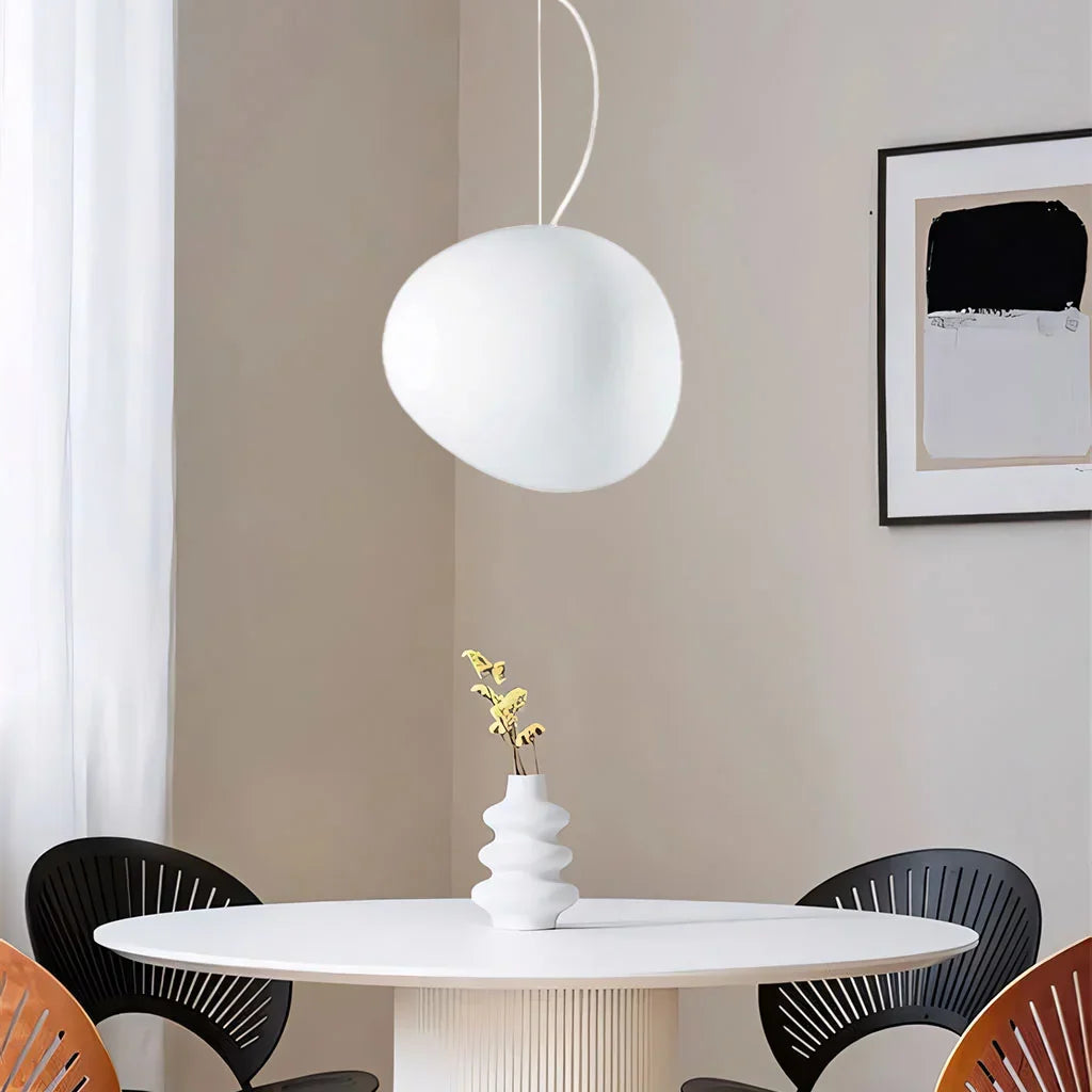 Elegant White Pebble | Glass Pendant Light with Adjustable Height | Modern Kitchen Pendant Lighting for Stylish Interiors 0