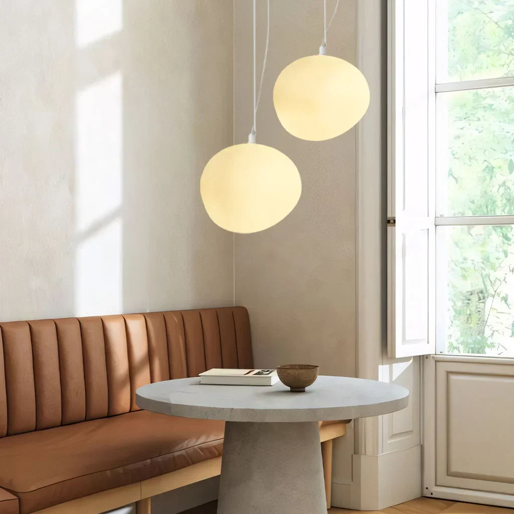 Elegant White Pebble | Glass Pendant Light with Adjustable Height | Modern Kitchen Pendant Lighting for Stylish Interiors 1