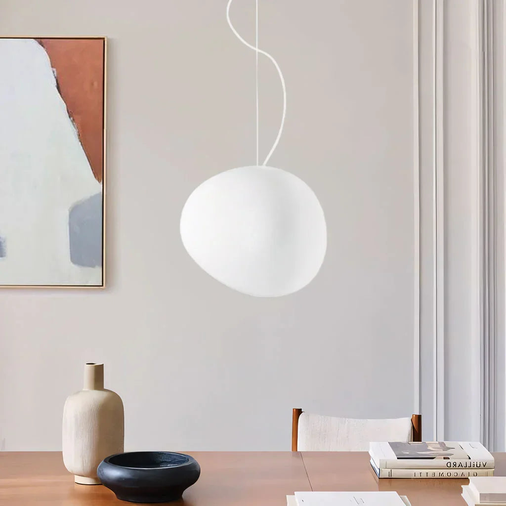 Elegant White Pebble | Glass Pendant Light with Adjustable Height | Modern Kitchen Pendant Lighting for Stylish Interiors 2