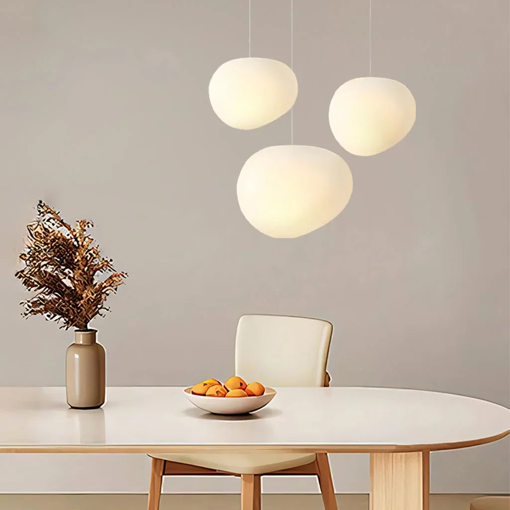 Elegant White Pebble | Glass Pendant Light with Adjustable Height | Modern Kitchen Pendant Lighting for Stylish Interiors 4