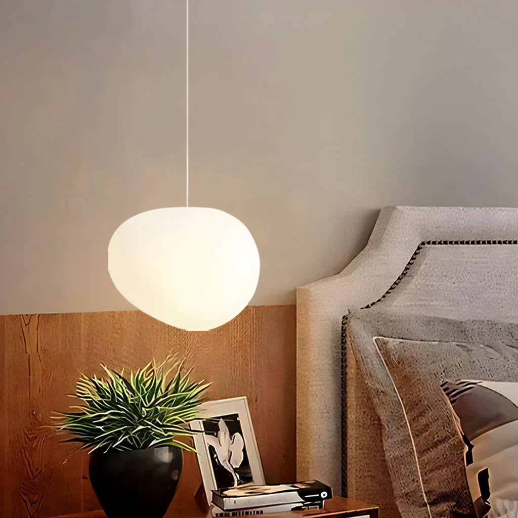 Elegant White Pebble | Glass Pendant Light with Adjustable Height | Modern Kitchen Pendant Lighting for Stylish Interiors 6