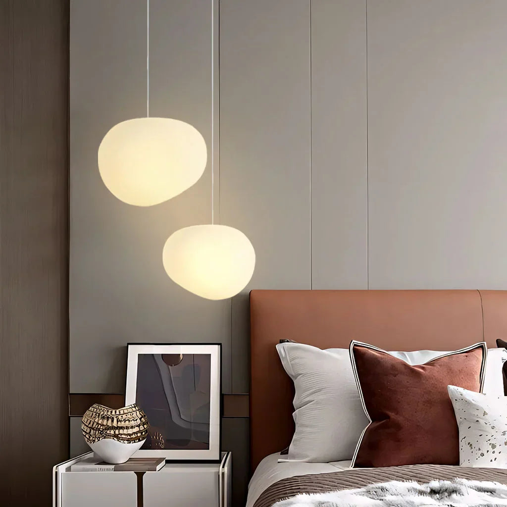 Elegant White Pebble | Glass Pendant Light with Adjustable Height | Modern Kitchen Pendant Lighting for Stylish Interiors 8