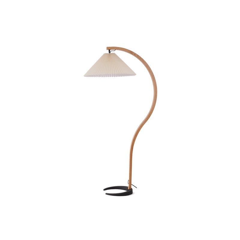 Elegant Wooden Floor Lamp with Linen Shade & Curved Design | Modern Lighting for Living Room 10