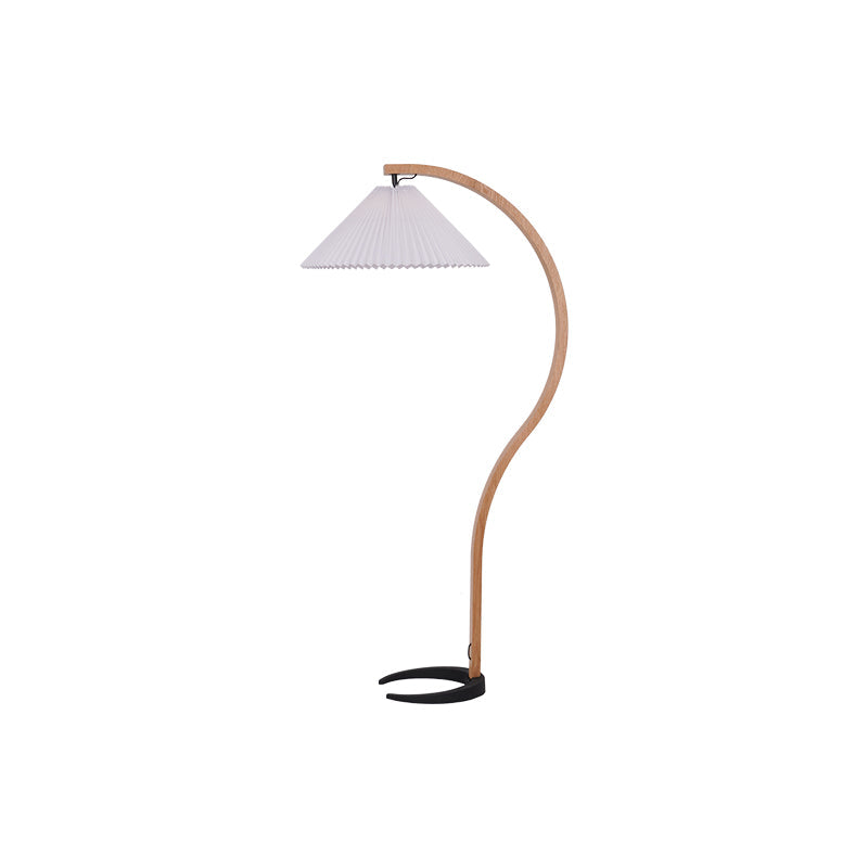 Elegant Wooden Floor Lamp with Linen Shade & Curved Design | Modern Lighting for Living Room 9