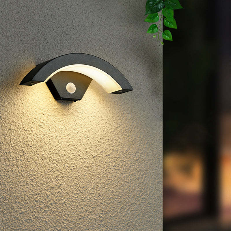 Elvon | Nordic Arc Waterproof LED Outdoor Wall Lamp with Motion Sensor | Elegant Design for Safety and Style 0