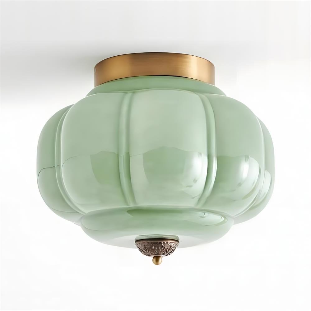 Elyra | Green Glass Ceiling Lamp with Metal Canopy | Elegant Lighting for Any Space 0