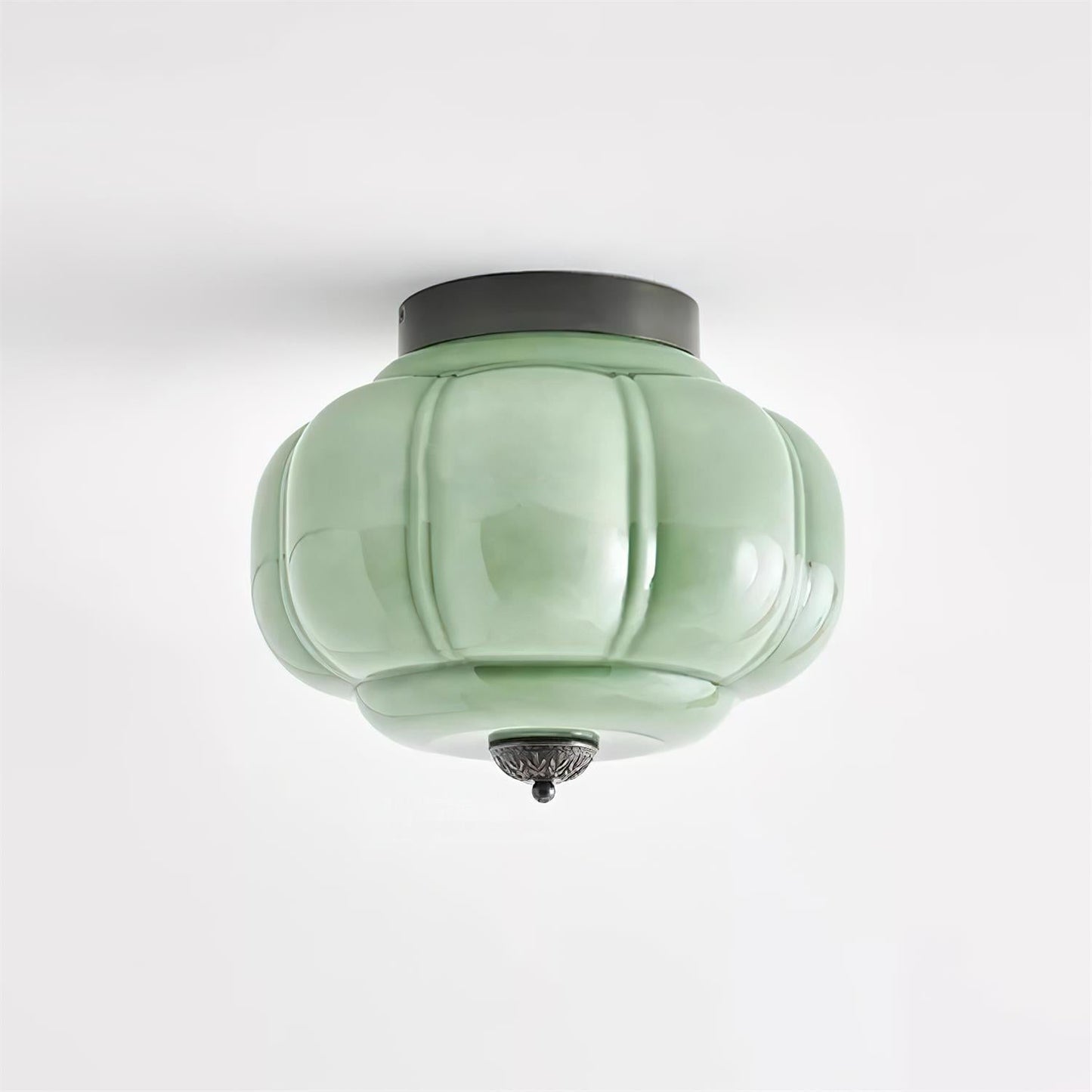 Elyra | Green Glass Ceiling Lamp with Metal Canopy | Elegant Lighting for Any Space 2