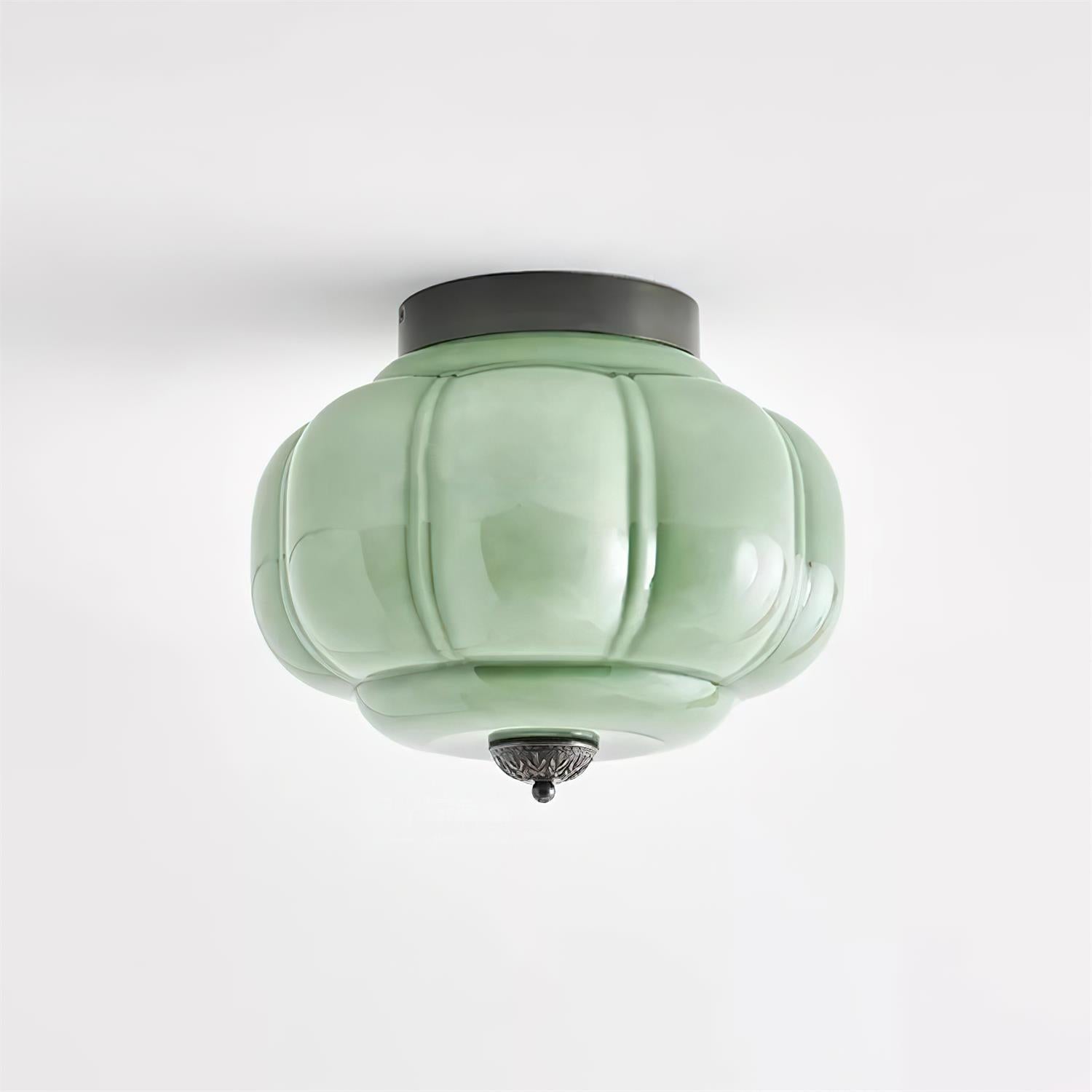 Elyra | Green Glass Ceiling Lamp with Metal Canopy | Elegant Lighting for Any Space 2