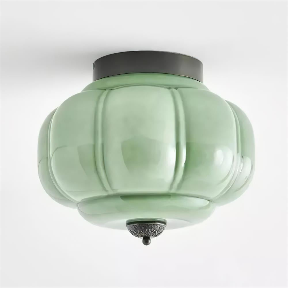 Elyra | Green Glass Ceiling Lamp with Metal Canopy | Elegant Lighting for Any Space 7