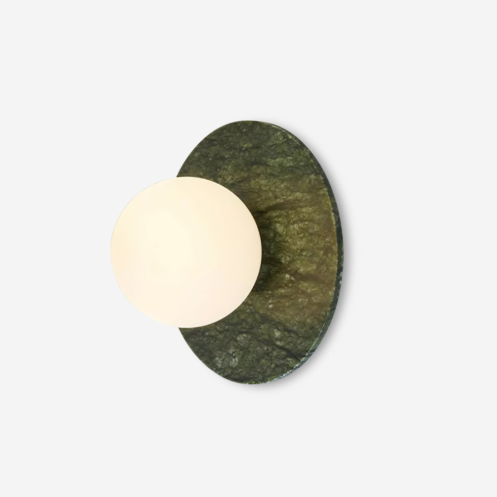 Enox | Minimalist Globe Wall Lamp with Green Marble Base | Soft Glow for Modern Living Spaces 1