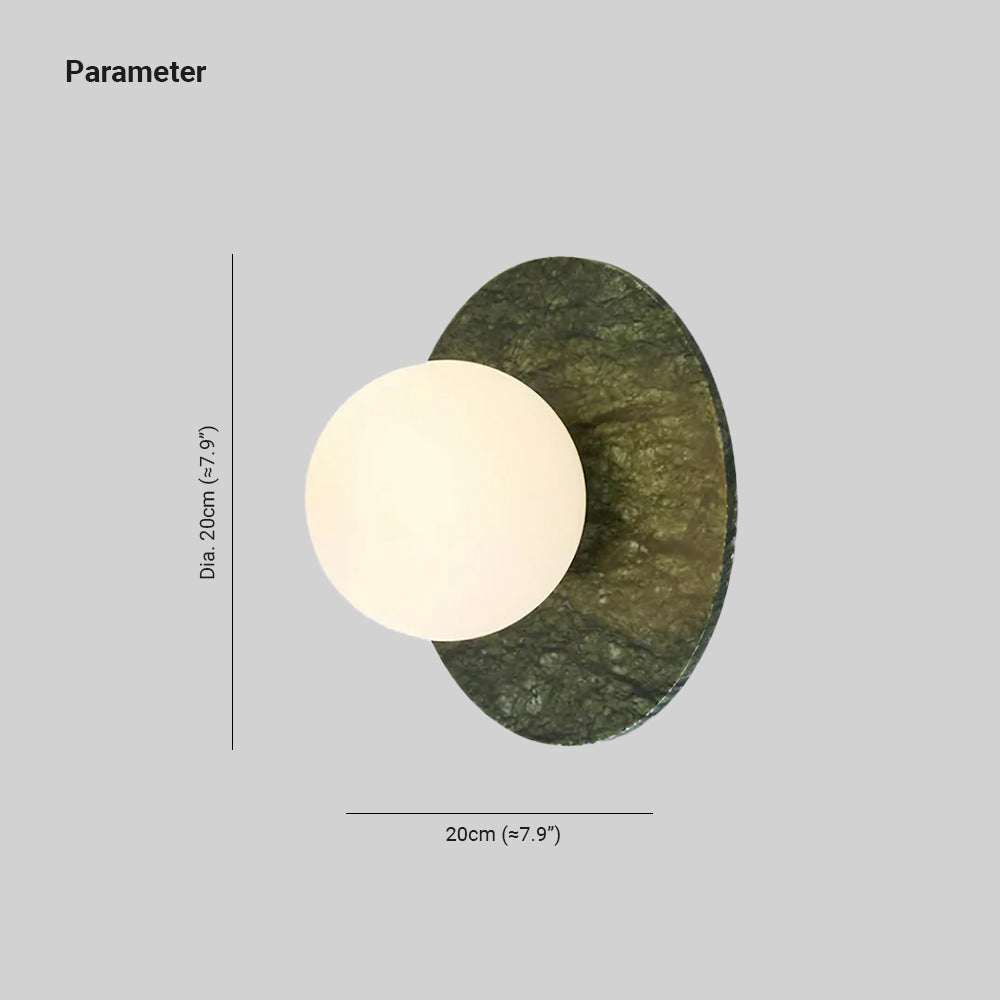 Enox | Minimalist Globe Wall Lamp with Green Marble Base | Soft Glow for Modern Living Spaces 5