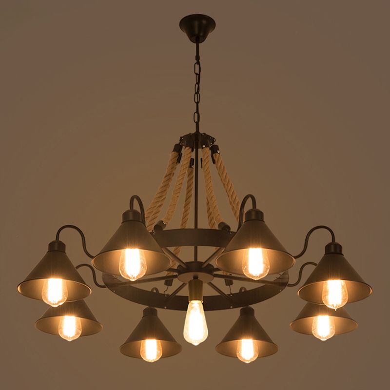 Epoch Vintage Industrial Chandelier with Rustic Rope Design | Stylish Lighting for Living Room and Bedroom 0