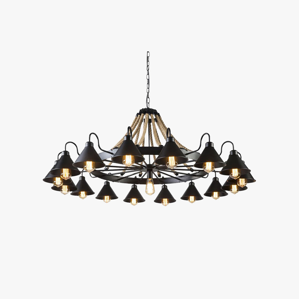 Epoch Vintage Industrial Chandelier with Rustic Rope Design | Stylish Lighting for Living Room and Bedroom 1