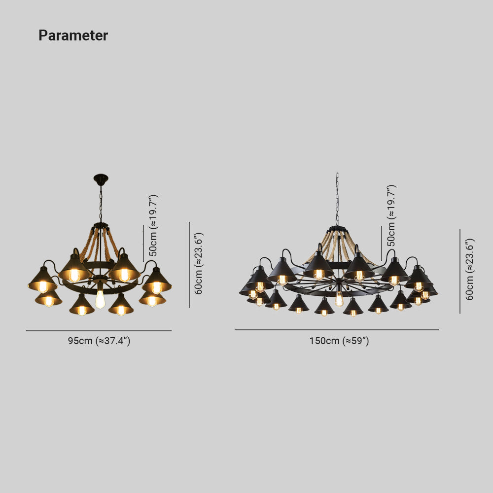 Epoch Vintage Industrial Chandelier with Rustic Rope Design | Stylish Lighting for Living Room and Bedroom 4