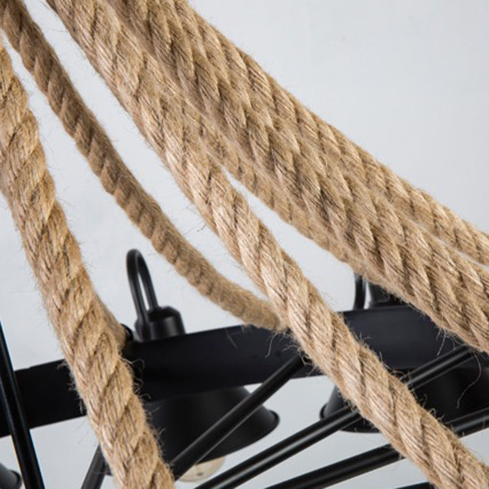 Epoch Vintage Industrial Chandelier with Rustic Rope Design | Stylish Lighting for Living Room and Bedroom 5