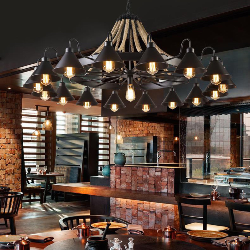 Epoch Vintage Industrial Chandelier with Rustic Rope Design | Stylish Lighting for Living Room and Bedroom 8