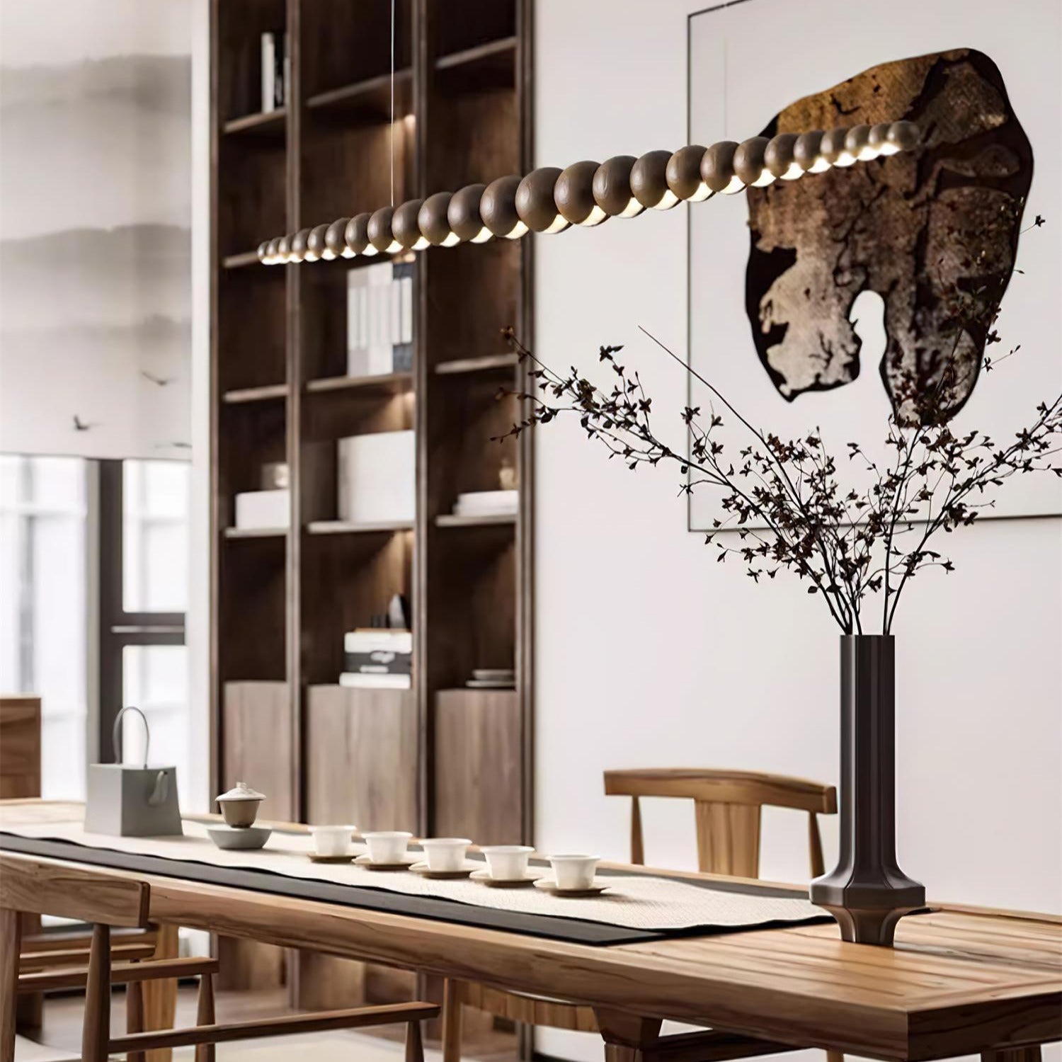 Favon Collection | Wooden Pendant Light with Warm Glow | Elegant Hanging Lights for Dining and Living Spaces 0