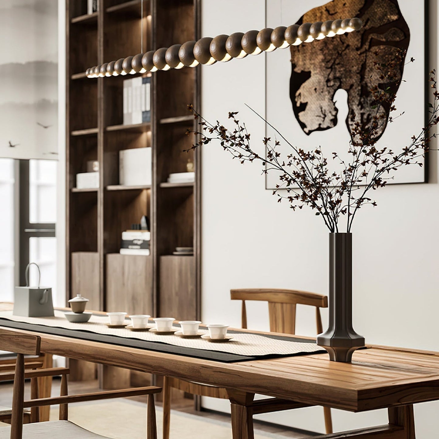 Favon Collection | Wooden Pendant Light with Warm Glow | Elegant Hanging Lights for Dining and Living Spaces 5