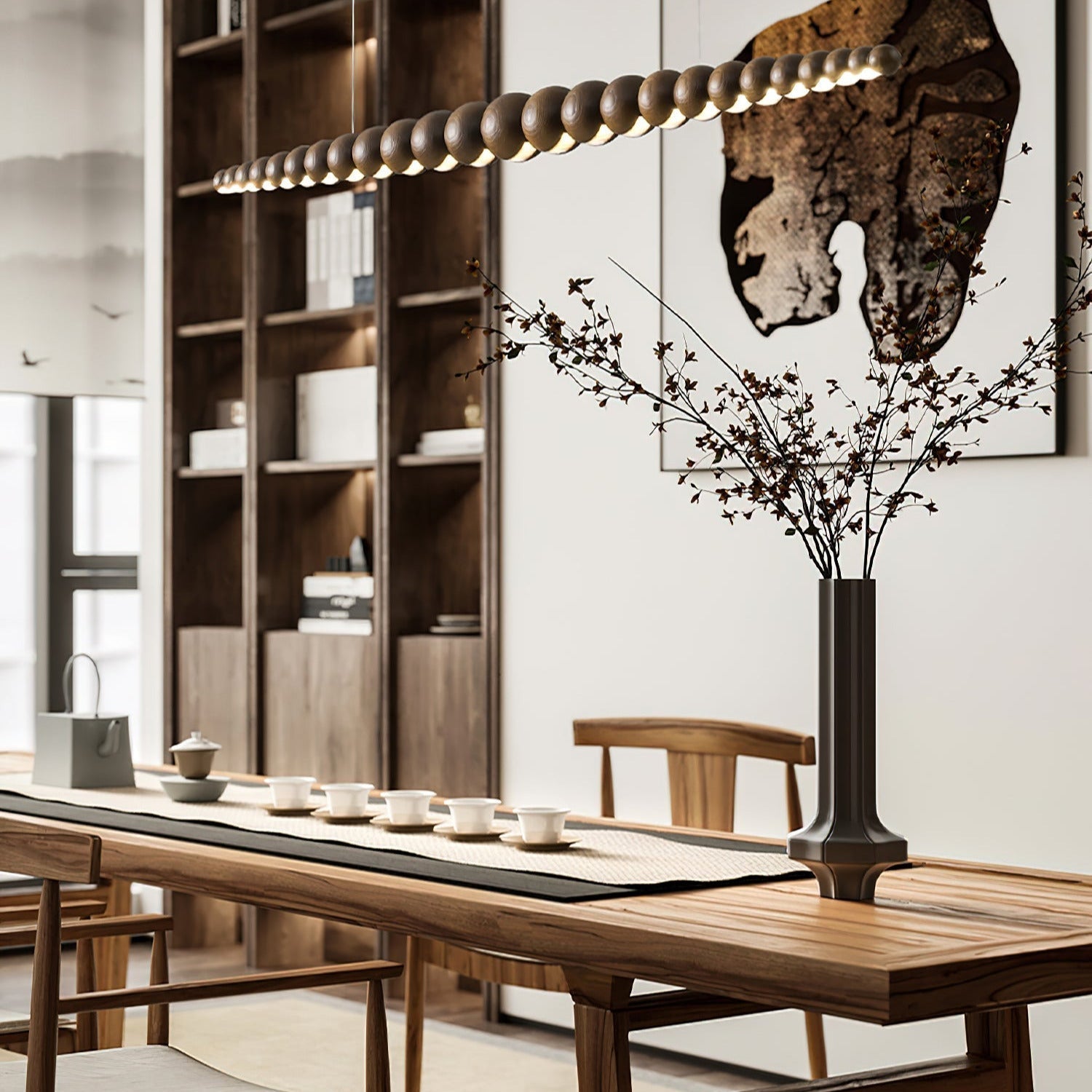 Favon Collection | Wooden Pendant Light with Warm Glow | Elegant Hanging Lights for Dining and Living Spaces 5