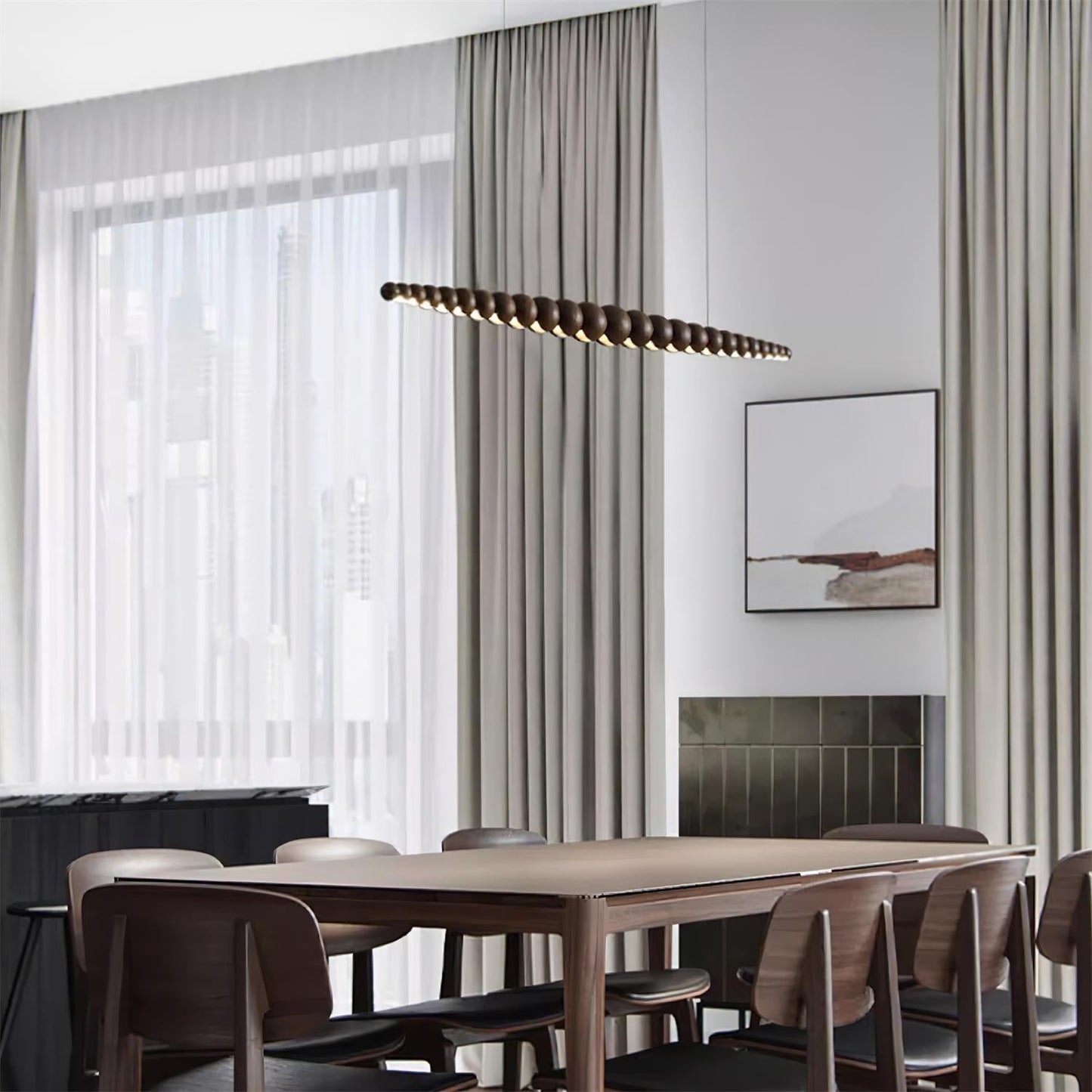 Favon Collection | Wooden Pendant Light with Warm Glow | Elegant Hanging Lights for Dining and Living Spaces 8