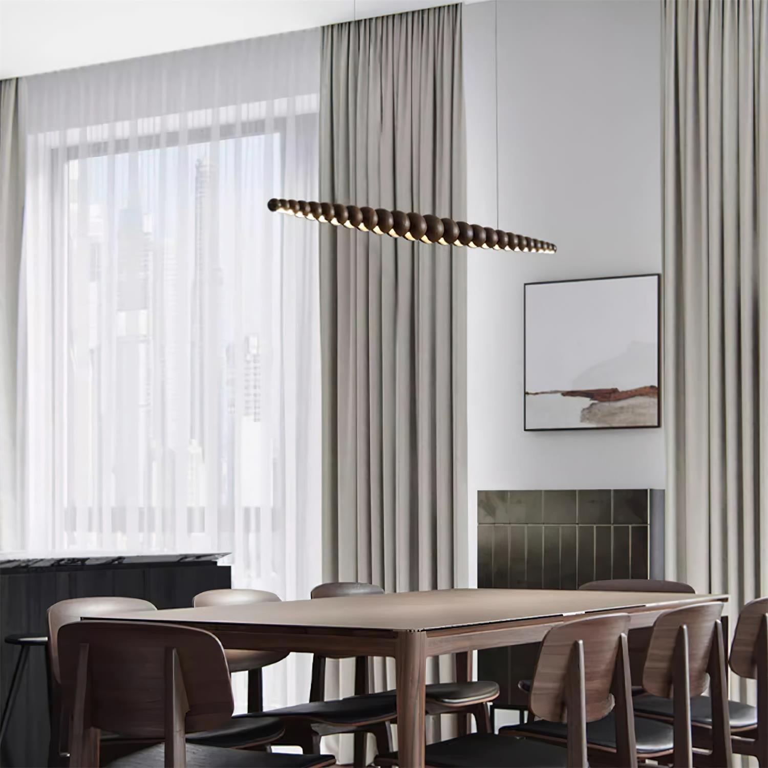 Favon Collection | Wooden Pendant Light with Warm Glow | Elegant Hanging Lights for Dining and Living Spaces 8