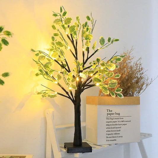 Festive Glow | Christmas Green Leaves LED Tree Lights with Warm White Illumination | Perfect Holiday Decoration for Indoor Celebrations 0