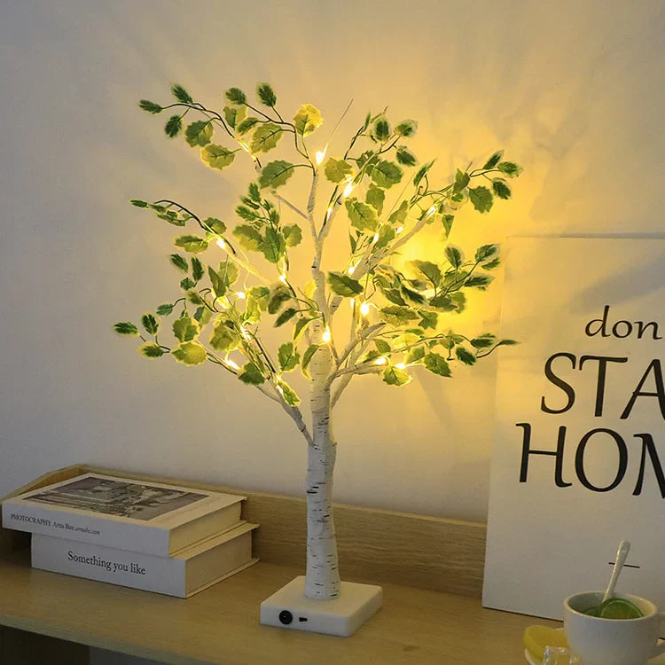 Festive Glow | Christmas Green Leaves LED Tree Lights with Warm White Illumination | Perfect Holiday Decoration for Indoor Celebrations 1