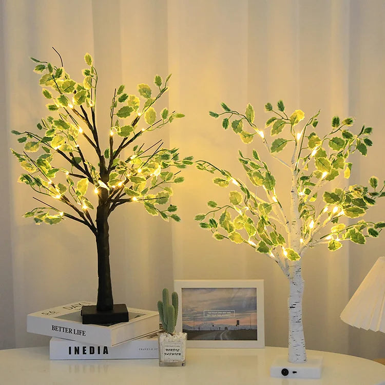 Festive Glow | Christmas Green Leaves LED Tree Lights with Warm White Illumination | Perfect Holiday Decoration for Indoor Celebrations 2