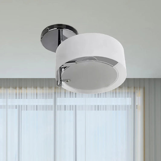 Flush Mount Ceiling Light Fixture with Elegant White Glass Shade | Modern Design for Versatile Spaces 0