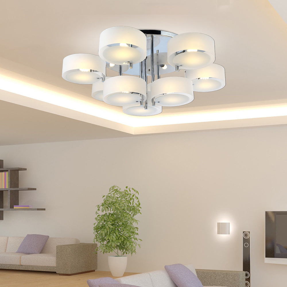 Flush Mount Ceiling Light Fixture with Elegant White Glass Shade | Modern Design for Versatile Spaces 11