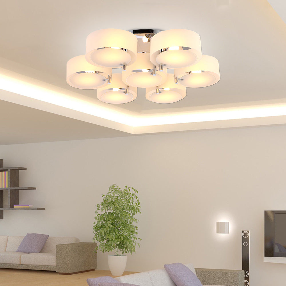 Flush Mount Ceiling Light Fixture with Elegant White Glass Shade | Modern Design for Versatile Spaces 12