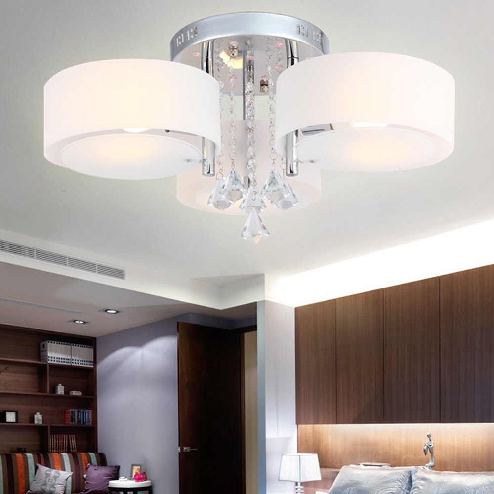 Flush Mount Ceiling Light Fixture with Elegant White Glass Shade | Modern Design for Versatile Spaces 13