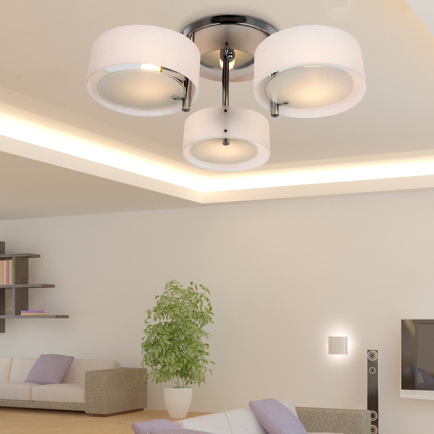 Flush Mount Ceiling Light Fixture with Elegant White Glass Shade | Modern Design for Versatile Spaces 2